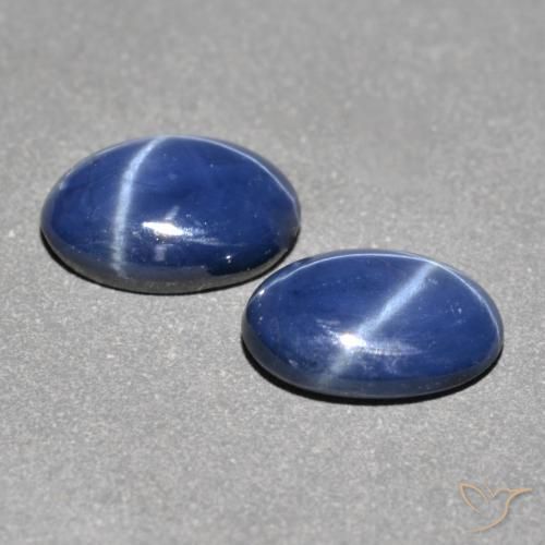 Star Sapphire Gemstones in 7 x 5 mm (calibrated) Size for Sale, Star Sapphire Stones in Navy Blue Color