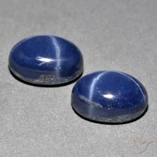 Star Sapphire Gemstones in 7.2 x 5.2 mm Size for Sale, Star Sapphire Stones in Navy Blue Color