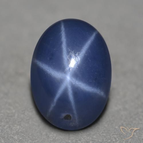 Saphir Étoilé Bleu oval cabochon 7 x 5mm de la Thaïlande, poids de 1,25 ct, pierre gemme naturelle Diffusé de pureté Translucide, 1 pièce Saphir Étoilé, couleur : Bleu marine, dureté de Mohs de 9 convient aux bijoux de tous les jours, pierre de sagesse, Photo A