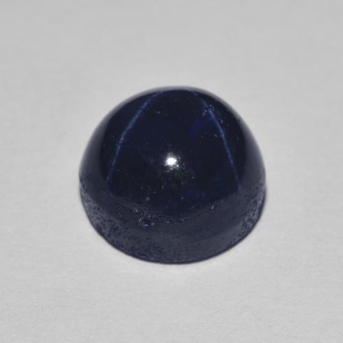 Star Sapphire Gemstone in 7.4 mm Size for Sale, Star Sapphire Stone in Navy Blue Color