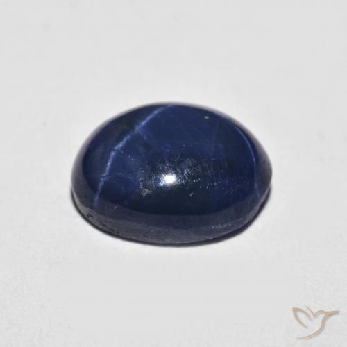 Star Sapphire Gemstone in 8.6 x 6.9 mm Size for Sale, Star Sapphire Stone in Navy Blue Color