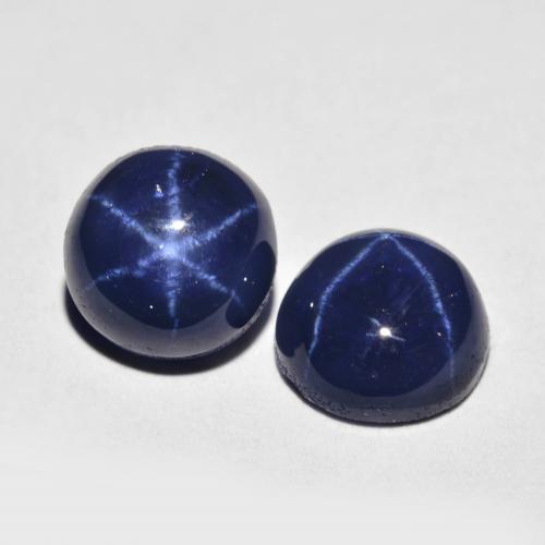 5.04 ctw Blue Star Sapphire Stones, Natural Star Sapphire in Round Cabochon Shape for Sale