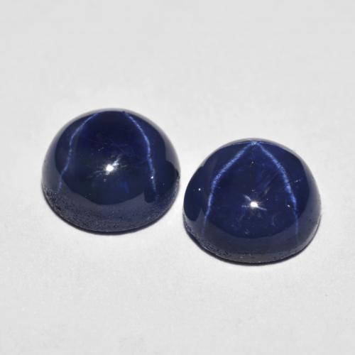 Star Sapphire Gemstones in 7 mm (calibrated) Size for Sale, Star Sapphire Stones in Navy Blue Color