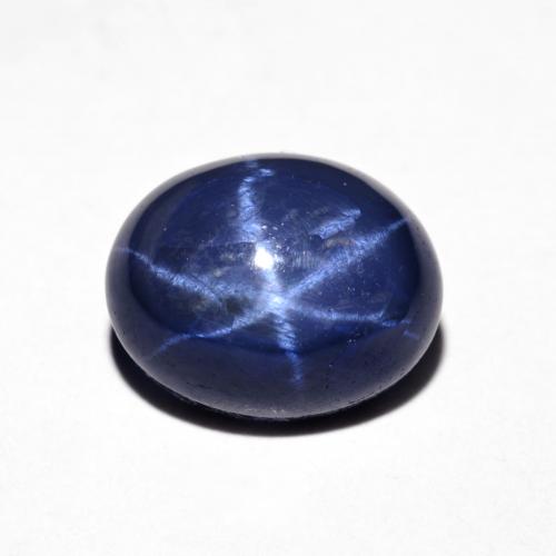 10.1 x 8.1mm Oval Cabochon Blue Star Sapphire from Thailand, Weight of 4.74ct, Natural diffused gemstone in Opaque Clarity, 1pc Star Sapphire - the Color is Navy Blue, Mohs Hardness of 9 suitable for daily wear jewelry, Photo A