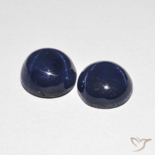 Star Sapphire Gemstones in 6.5 mm (calibrated) Size for Sale, Star Sapphire Stones in Deep Blue Color