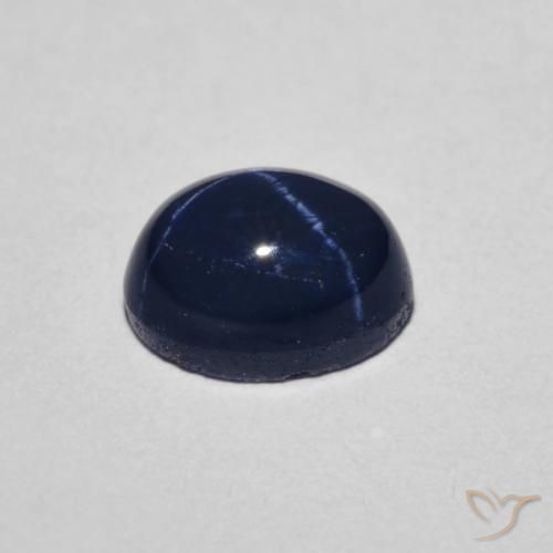 Star Sapphire Gemstone in 6.9 x 5.3 mm Size for Sale, Star Sapphire Stone in Navy Blue Color