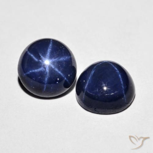 5.16 ctw Blue Star Sapphire Stones, Natural Star Sapphire in Round Cabochon Shape for Sale