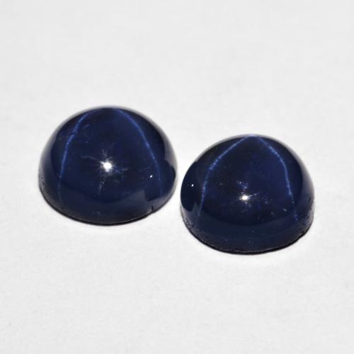 Star Sapphire Gemstones in 7.5 mm (calibrated) Size for Sale, Star Sapphire Stones in Navy Blue Color
