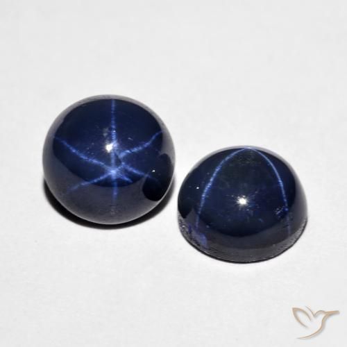 4.88 ctw Blue Star Sapphire Stones, Natural Star Sapphire in Round Cabochon Shape for Sale