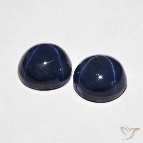 Star Sapphire Gemstones in 7 mm (calibrated) Size for Sale, Star Sapphire Stones in Navy Blue Color