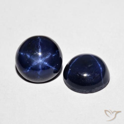 4.11 ctw Blue Star Sapphire Stones, Natural Star Sapphire in Round Cabochon Shape for Sale