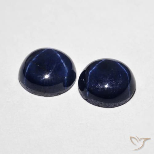 Star Sapphire Gemstones in 7 mm (calibrated) Size for Sale, Star Sapphire Stones in Navy Blue Color