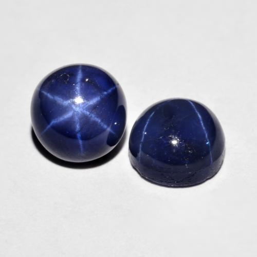 5.25 ctw Blue Star Sapphire Stones, Natural Star Sapphire in Round Cabochon Shape for Sale