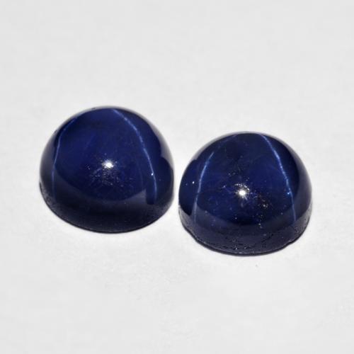 Star Sapphire Gemstones in 7 mm (calibrated) Size for Sale, Star Sapphire Stones in Navy Blue Color