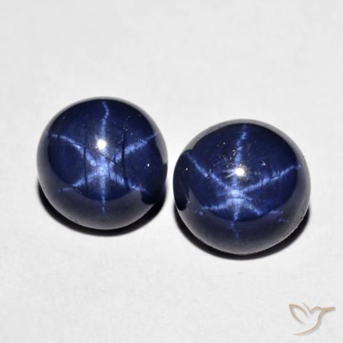 ネイビーブルー スターサファイア 宝石 - 2.6ct ラウンドカボション (ID: 616016)