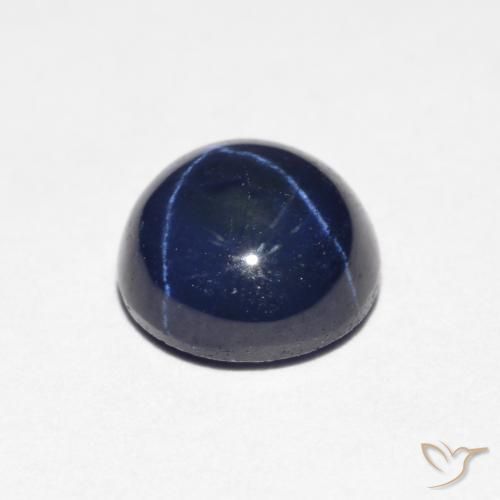 Star Sapphire Gemstone in 7 mm (calibrated) Size for Sale, Star Sapphire Stone in Dark Blue Color