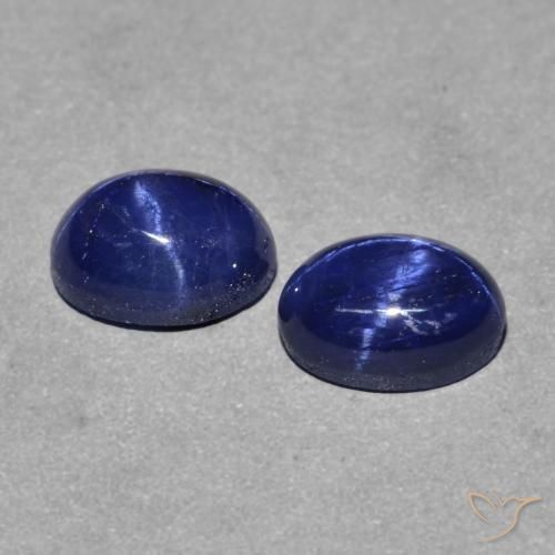 Star Sapphire Gemstones in 7.2 x 5.4 mm Size for Sale, Star Sapphire Stones in Navy Blue Color