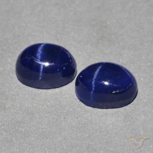 Star Sapphire Gemstones in 7 x 5 mm (calibrated) Size for Sale, Star Sapphire Stones in Navy Blue Color