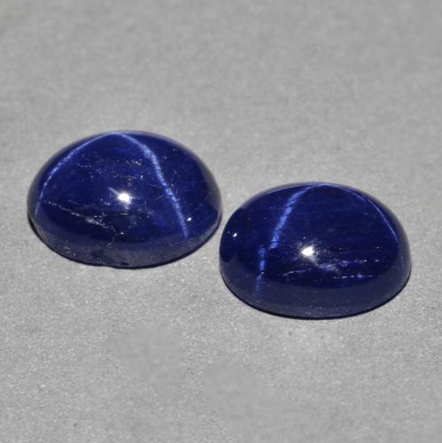 Star Sapphire Gemstones in 9 x 7 mm (calibrated) Size for Sale, Star Sapphire Stones in Navy Blue Color