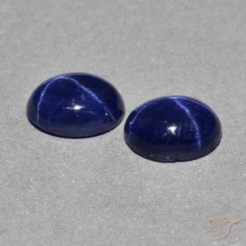 Star Sapphire Gemstones in 7 x 5.3 mm Size for Sale, Star Sapphire Stones in Navy Blue Color