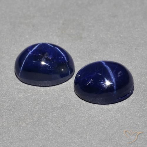 Star Sapphire Gemstones in 7.1 x 5.4 mm Size for Sale, Star Sapphire Stones in Navy Blue Color