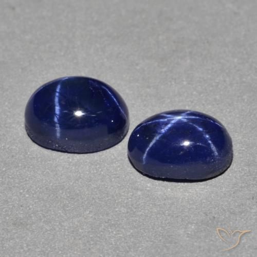 Star Sapphire Gemstones in 7 x 5.3 mm Size for Sale, Star Sapphire Stones in Navy Blue Color