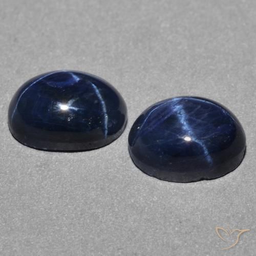 Star Sapphire Gemstones in 7.3 x 5.3 mm Size for Sale, Star Sapphire Stones in Deep Blue Color