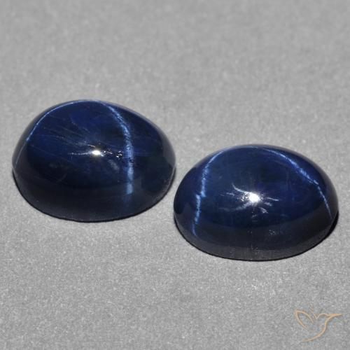 Star Sapphire Gemstones in 7 x 5 mm (calibrated) Size for Sale, Star Sapphire Stones in Deep Blue Color