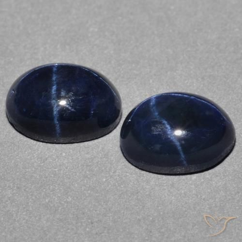 Star Sapphire Gemstones in 7.3 x 5.4 mm Size for Sale, Star Sapphire Stones in Deep Blue Color