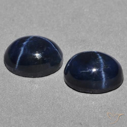 Star Sapphire Gemstones in 7.3 x 5.4 mm Size for Sale, Star Sapphire Stones in Deep Blue Color