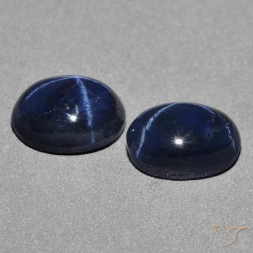 Star Sapphire Gemstones in 7 x 5 mm (calibrated) Size for Sale, Star Sapphire Stones in Deep Blue Color