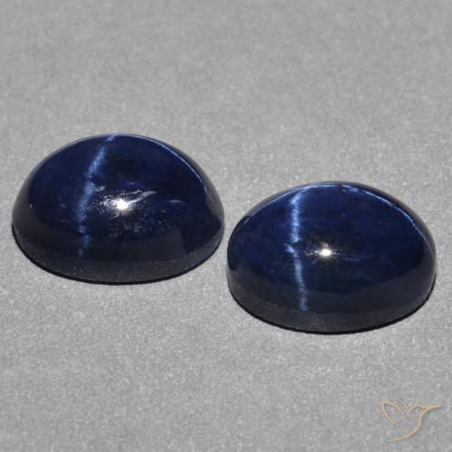Star Sapphire Gemstones in 7.3 x 5.3 mm Size for Sale, Star Sapphire Stones in Dark Blue Color