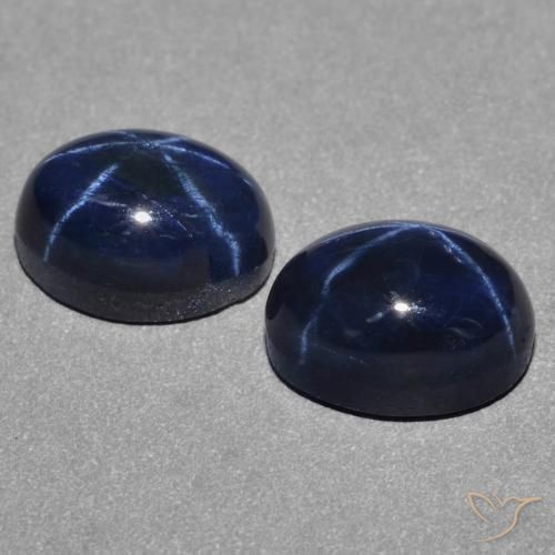 Star Sapphire Gemstones in 7 x 5.2 mm Size for Sale, Star Sapphire Stones in Dark Blue Color