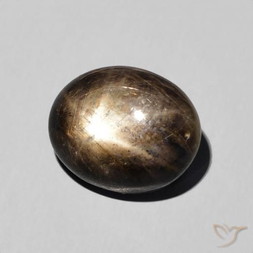 5.76 ct Black Star Sapphire Stone, Natural Star Sapphire in Oval Cabochon Shape for Sale