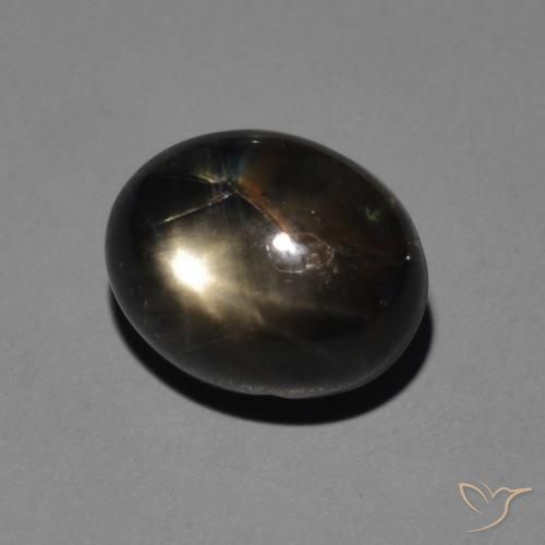 5.11 ct Black Star Sapphire Stone, Natural Star Sapphire in Oval Cabochon Shape for Sale