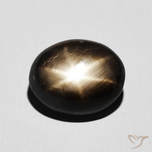 Zafiro Estrella Negro Cabujón Óvalo de 11,1 x 8,8mm de Tailandia, peso de 5.92 ct, piedra preciosa natural Caliente en claridad Opaco, Zafiro Estrella de 1 pieza - Color: Negro, dureza Mohs de 9 Adecuado para joyas de uso diario, Photo A