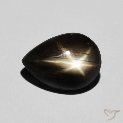 5.93 ct Black Star Sapphire, 12.1 x 8.9 mm Pear Cut From Thailand, Photo A