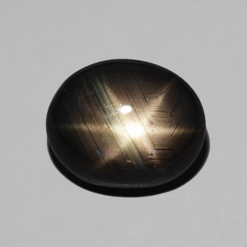 Zafiro Estrella Negro Cabujón Óvalo de 11,6 x 9,4mm de Tailandia, peso de 6.41ct, piedra preciosa Caliente de forma natural en claridad Opaco, Zafiro Estrella de 1 pieza: el color es Negro, dureza Mohs de 9 Adecuado para joyas de uso diario, Photo A