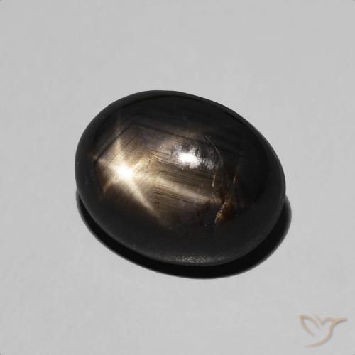 6.54 ct Black Star Sapphire Stone, Natural Star Sapphire in Oval Cabochon Shape for Sale