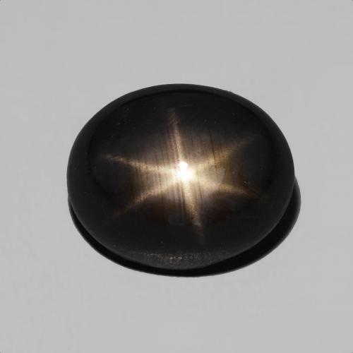Zafiro Estrella Negro Ovalada de 11,5 x 9,4mm de Tailandia, peso de 6.5 ct, piedra preciosa natural Caliente en Opaco Clarity, Zafiro Estrella Cabujón Óvalo de 1 pieza - Color: Negro, dureza Mohs de 9 Adecuado para joyas de uso diario, Photo A