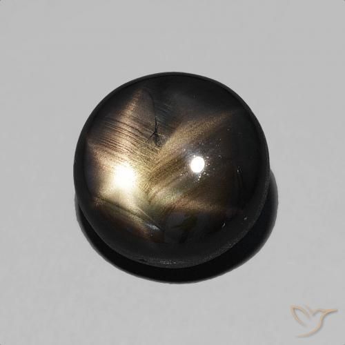 6.21 ct Black Star Sapphire Stone, Natural Star Sapphire in Round Cabochon Shape for Sale