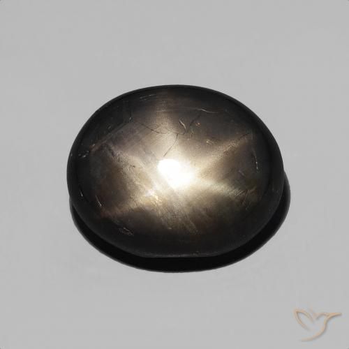 Saphir Étoilé Noire Ovale 11 x 8,9mm de la Thaïlande, poids de 4,92 ct, pierre gemme naturelle Chauffé de pureté Opaque , 1 pièce Saphir Étoilé oval cabochon, couleur : Noire, dureté de Mohs de 9 convient aux bijoux de tous les jours, pierre de sagesse, Photo A