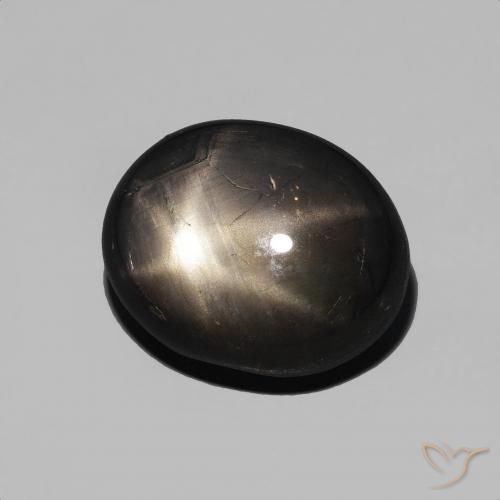4.92 ct Black Star Sapphire Stone, Natural Star Sapphire in Oval Cabochon Shape for Sale