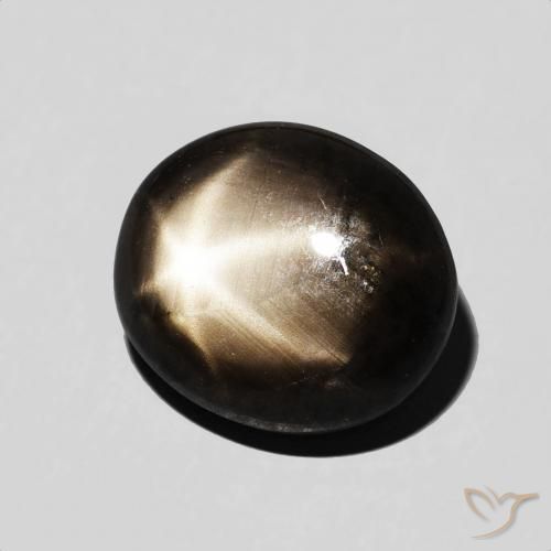 7.12 ct Black Star Sapphire Stone, Natural Star Sapphire in Oval Cabochon Shape for Sale