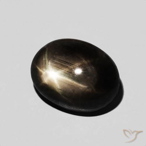 5.59 ct Black Star Sapphire Stone, Natural Star Sapphire in Oval Cabochon Shape for Sale