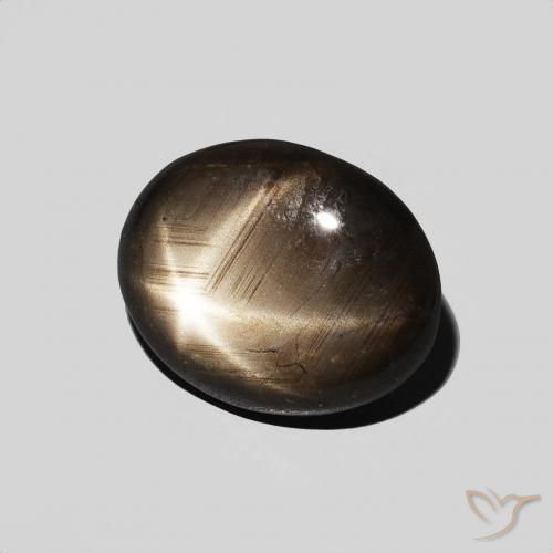 3.89 ct Black Star Sapphire Stone, Natural Star Sapphire in Oval Cabochon Shape for Sale
