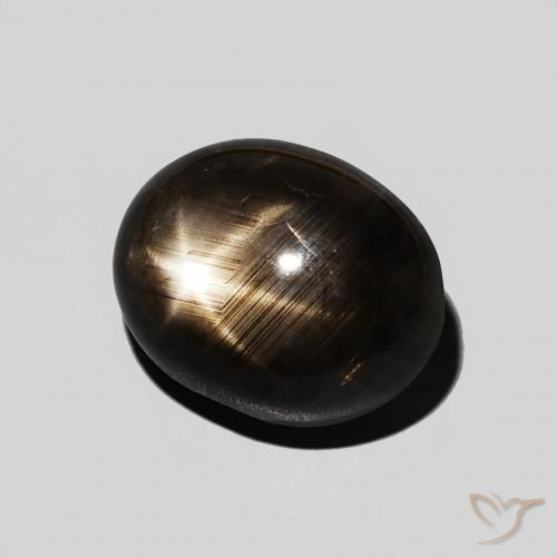 6.67 ct Black Star Sapphire Stone, Natural Star Sapphire in Oval Cabochon Shape for Sale
