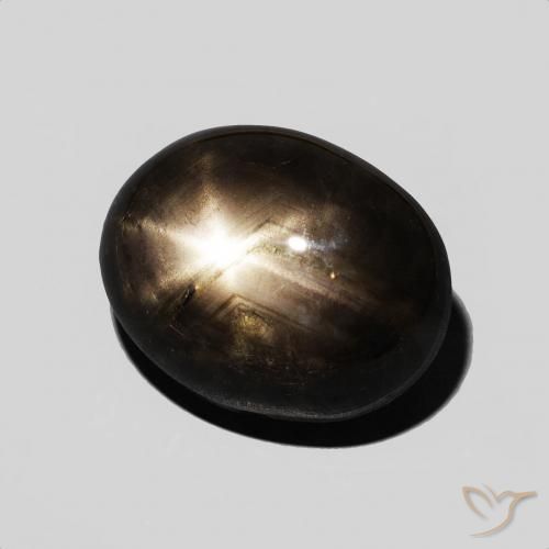 7.59 ct Black Star Sapphire Stone, Natural Star Sapphire in Oval Cabochon Shape for Sale