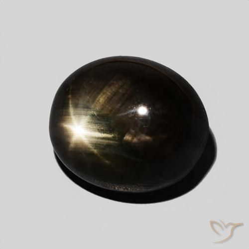 8.75 ct Black Star Sapphire Stone, Natural Star Sapphire in Oval Cabochon Shape for Sale