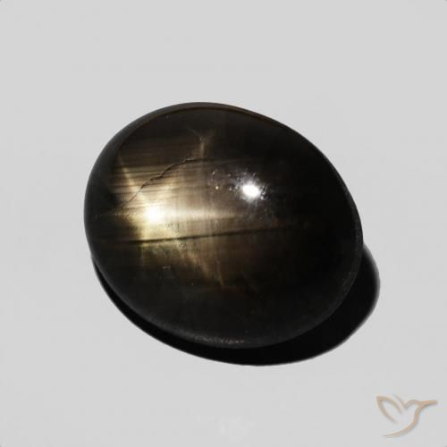 6.83 ct Black Star Sapphire Stone, Natural Star Sapphire in Oval Cabochon Shape for Sale